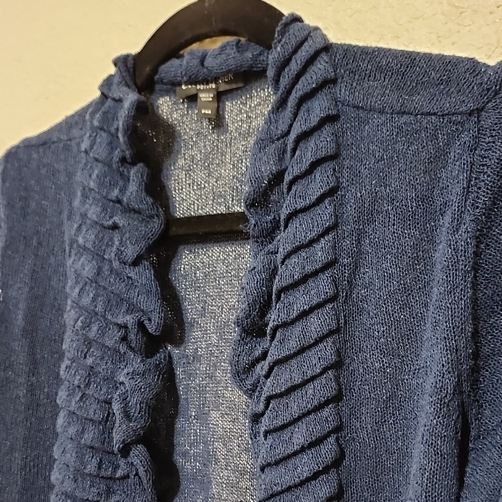 Eileen Fisher Blue Cardigan with Draped Front - Picture 5 of 11